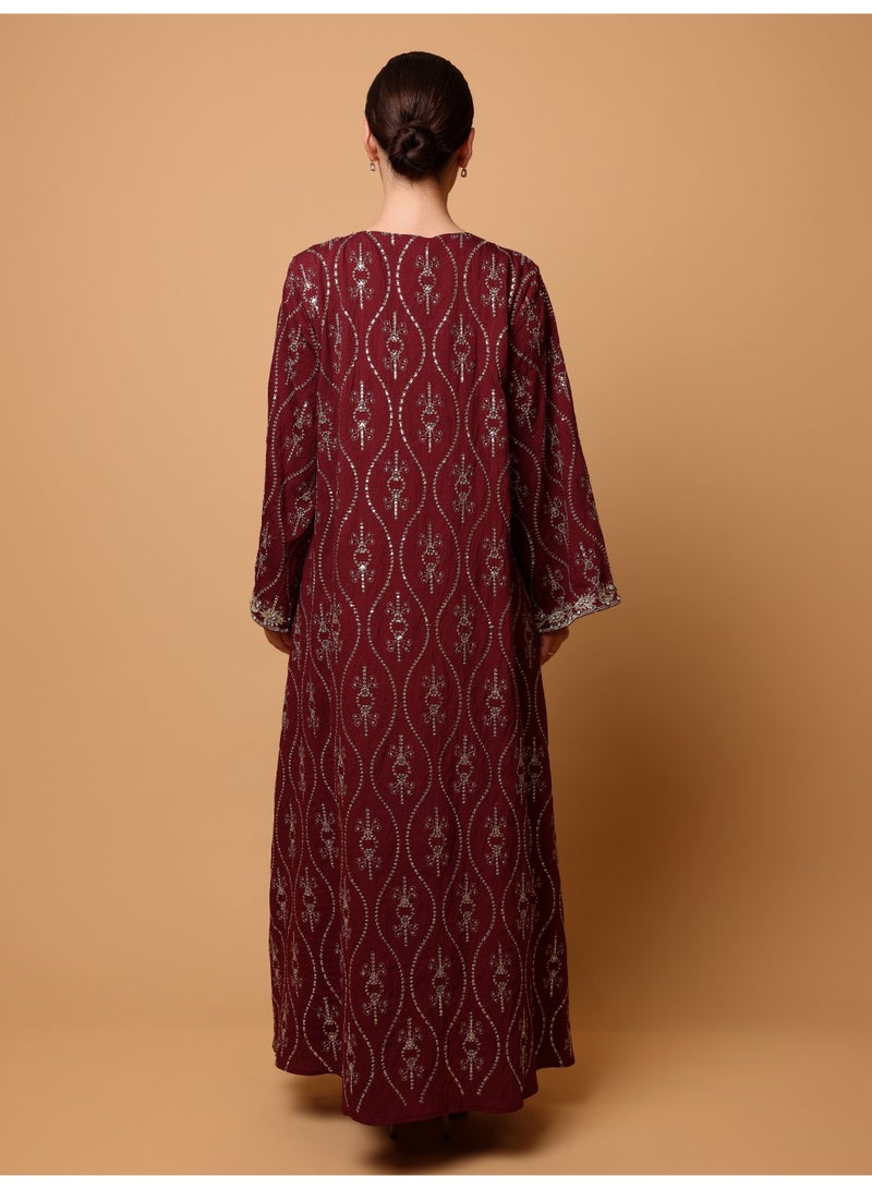 Ikkxa Hadeel Jalabiya IK7004 Maroon - Image 4